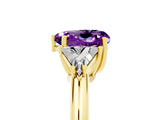 Yellow gold Three-Stone Heart Cut Cut Diamond Ring with Trillion Side Stones and Four-Prong Setting_5