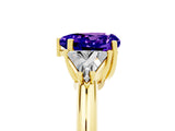 Yellow gold Three-Stone Heart Cut Cut Diamond Ring with Trillion Side Stones and Four-Prong Setting_5