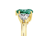 Yellow gold Three-Stone Heart Cut Cut Diamond Ring with Trillion Side Stones and Four-Prong Setting_5