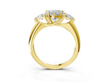 Yellow gold Three-Stone Heart Cut Cut Diamond Ring with Trillion Side Stones and Four-Prong Setting_6