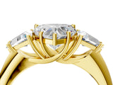 Yellow gold Three-Stone Heart Cut Cut Diamond Ring with Trillion Side Stones and Four-Prong Setting_7
