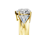 Yellow gold Three-Stone Heart Cut Cut Diamond Ring with Trillion Side Stones on a Split Shank Band_20
