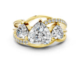 Yellow gold Three-Stone Heart Cut Cut Diamond Split Shank Prong Set Ring_7