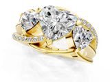 Yellow gold Three-Stone Heart Cut Cut Diamond Split Shank Prong Set Ring_8