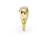Yellow gold Three-Stone Heart Cut Cut Diamond Split Shank Prong Set Ring_9