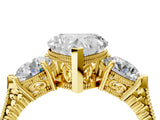 Yellow gold Three-Stone Heart Cut Cut Milgrain Band Prong Setting Ring_35