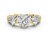 Yellow gold Three-Stone Heart Cut Cut Milgrain Pavé Engagement Ring_15
