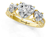 Yellow gold Three-Stone Heart Cut Cut Milgrain Pavé Engagement Ring_16