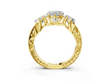 Yellow gold Three-Stone Heart Cut Cut Milgrain Pavé Engagement Ring_18
