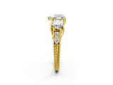 Yellow gold Three-Stone Heart Cut Cut Milgrain Pavé Engagement Ring_5