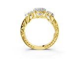 Yellow gold Three-Stone Heart Cut Cut Milgrain Pavé Engagement Ring_6