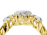 Yellow gold Three-Stone Heart Cut Cut Milgrain Pavé Engagement Ring_7