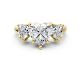 Yellow gold Three-Stone Heart Cut Cut Solitaire Ring with Classic Prong Setting_3