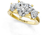 Yellow gold Three-Stone Heart Cut Cut Solitaire Ring with Classic Prong Setting_4