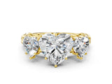 Yellow gold Three-Stone Heart Cut Diamond Braided Band Ring with Four-Prong Setting_37