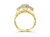 Yellow gold Three-Stone Heart Cut Diamond Braided Band Ring with Four-Prong Setting_40