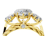 Yellow gold Three-Stone Heart Cut Diamond Braided Band Ring with Four-Prong Setting_41