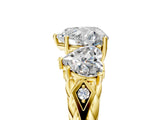 Yellow gold Three-Stone Heart Cut Diamond Braided Band Ring with Four-Prong Setting_42