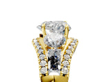 Yellow gold Three-Stone Heart Cut Diamond Engagement Ring with Pave Band and Prong Setting_7