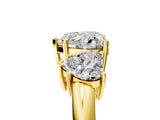 Yellow gold Three-Stone Heart Cut Diamond Engagement Ring with Prong Setting on a White Gold Band_11