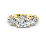 Yellow gold Three-Stone Heart Cut Diamond Engagement Ring with Prong Setting on a White Gold Band_30