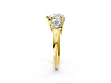 Yellow gold Three-Stone Heart Cut Diamond Engagement Ring with Prong Setting on a White Gold Band_32