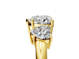 Yellow gold Three-Stone Heart Cut Diamond Engagement Ring with Prong Setting on a White Gold Band_35