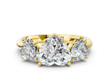 Yellow gold Three-Stone Heart Cut Diamond Engagement Ring with Prong Setting on a White Gold Band_6