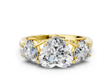 Yellow gold Three-Stone Heart Cut Diamond Engagement Ring with Prong Setting_3