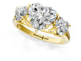 Yellow gold Three-Stone Heart Cut Diamond Engagement Ring with Prong Setting_4