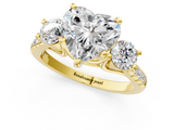 Yellow gold Three-Stone Heart Cut Diamond Pavé Band with Four-Prong Setting_38