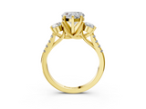 Yellow gold Three-Stone Heart Cut Diamond Pavé Band with Four-Prong Setting_40