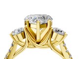 Yellow gold Three-Stone Heart Cut Diamond Pavé Band with Four-Prong Setting_41