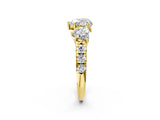 Yellow gold Three-Stone Heart Cut Diamond Pavé Band with Prong Setting_5