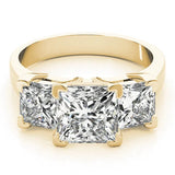 Yellow gold Three-Stone Heart Cut Diamond Ring with Channel Set Band and Four-Prong Setting 1