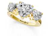 Yellow gold Three-Stone Heart Cut Diamond Ring with Channel Set Band and Four-Prong Setting_19