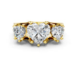 Yellow gold Three-Stone Heart Cut Diamond Ring with Channel-Set Band and Four-Prong Setting_64