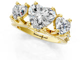 Yellow gold Three-Stone Heart Cut Diamond Ring with Channel-Set Band and Four-Prong Setting_65