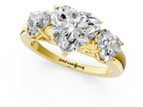 Yellow gold Three-Stone Heart Cut Diamond Ring with Channel-Set Band and Four-Prong Setting_67