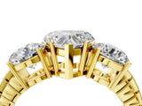 Yellow gold Three-Stone Heart Cut Diamond Ring with Channel-Set Band and Prong Setting_10