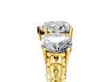 Yellow gold Three-Stone Heart Cut Diamond Ring with Channel-Set Band and Prong Setting_11