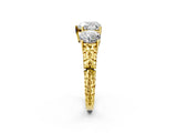 Yellow gold Three-Stone Heart Cut Diamond Ring with Channel-Set Band and Prong Setting_8