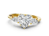 Yellow gold Three-Stone Heart Cut Diamond Ring with Pear  Side Stones in Four-Prong Setting_12