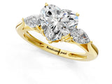 Yellow gold Three-Stone Heart Cut Diamond Ring with Pear  Side Stones in Four-Prong Setting_13