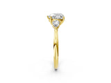 Yellow gold Three-Stone Heart Cut Diamond Ring with Pear  Side Stones in Four-Prong Setting_14