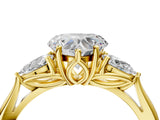 Yellow gold Three-Stone Heart Cut Diamond Ring with Pear  Side Stones in Four-Prong Setting_16