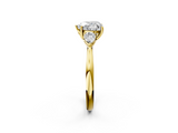 Yellow gold Three-Stone Heart Cut Diamond Ring with Pear Side Stones in Four-Prong Setting_187