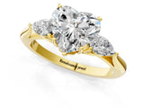 Yellow gold Three-Stone Heart Cut Diamond Ring with Pear  Side Stones in Four-Prong Setting_19