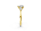 Yellow gold Three-Stone Heart Cut Diamond Ring with Pear  Side Stones in Four-Prong Setting_20