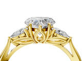 Yellow gold Three-Stone Heart Cut Diamond Ring with Pear  Side Stones in Four-Prong Setting_22